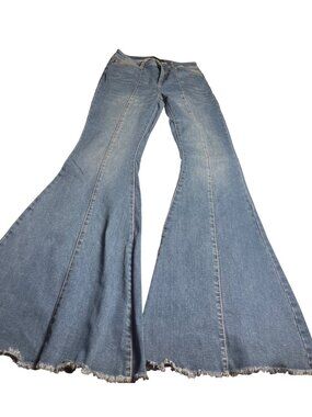 Judy Blue Womens Super Flare Denim Jeans Size 9/29 High Rise Frayed Hem Stretch